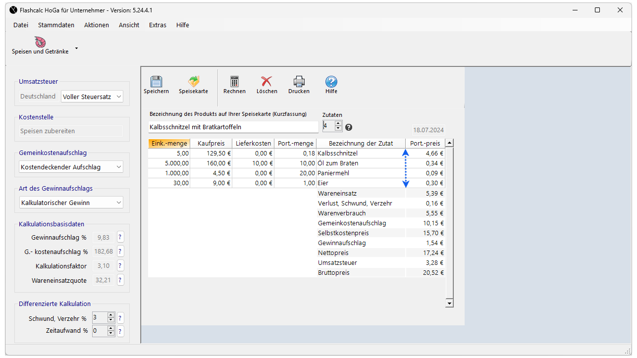 Bezeichnung der Zutaten