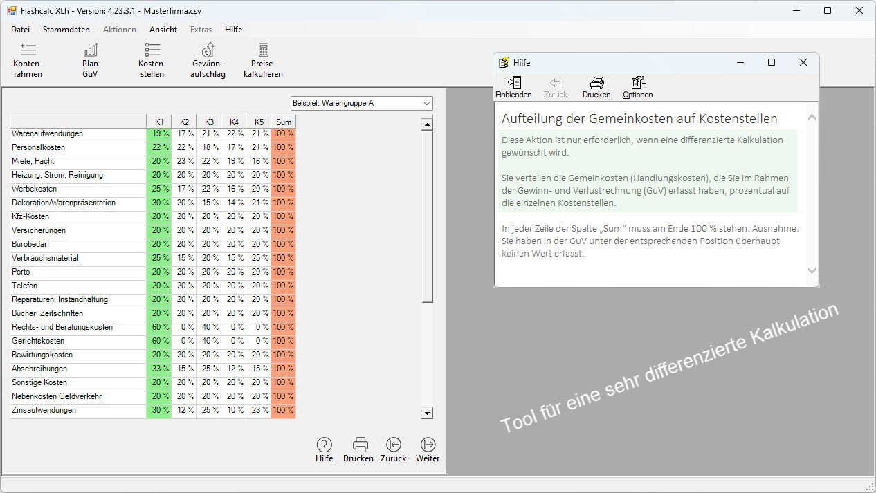 Kostenstellenkalkulation