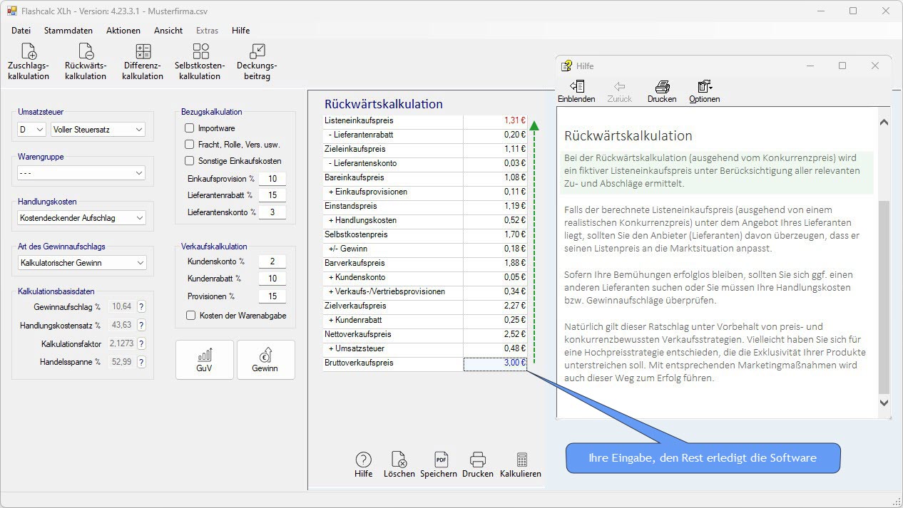 Rückwärtskalkulation